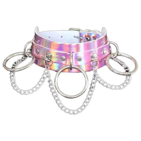 Holographic Chain & Rings Choker Necklace