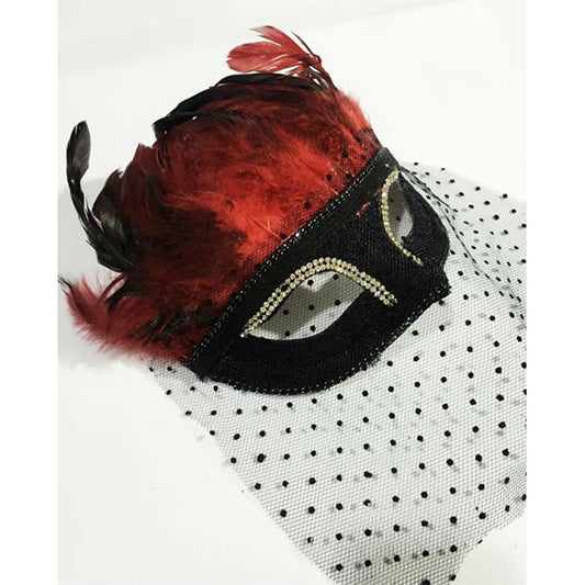 Fiery Red Feather Queen Mask