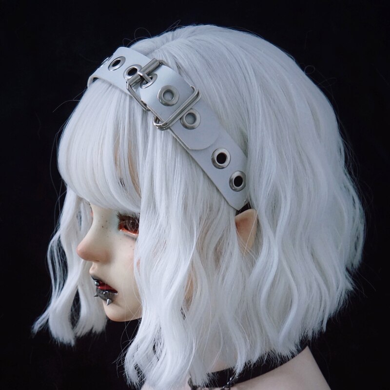 Punk White Leather Headband