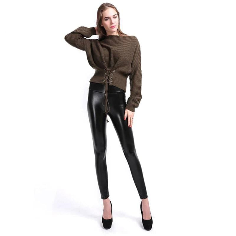Faux Leather Gothic Black Leggings