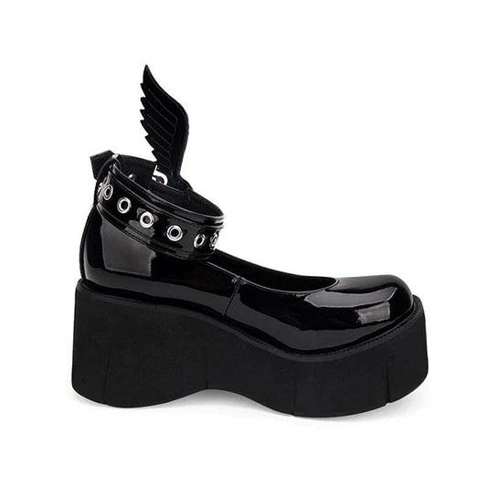 Black Wing Lolita Platform Shoes