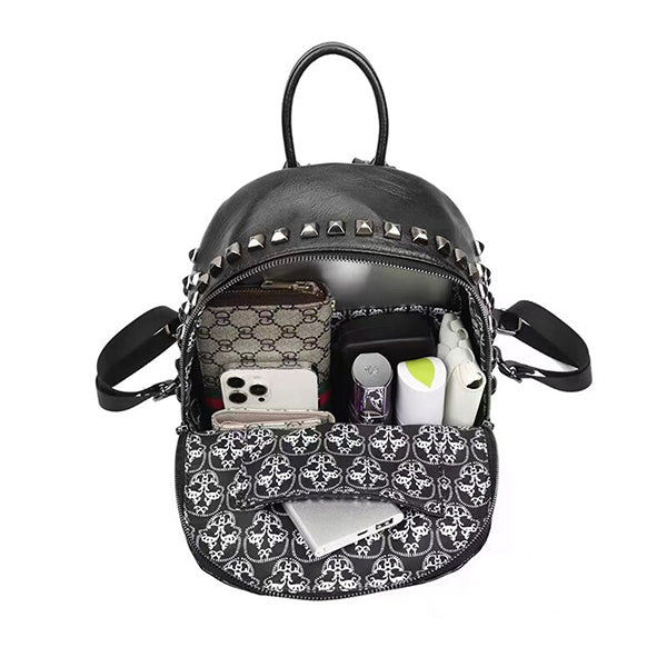 Skull Rivets Leather Backpack