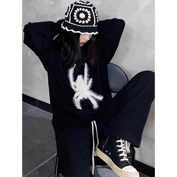 Fuzzy Spider Black Sweater