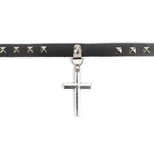 Cross Leather Choker