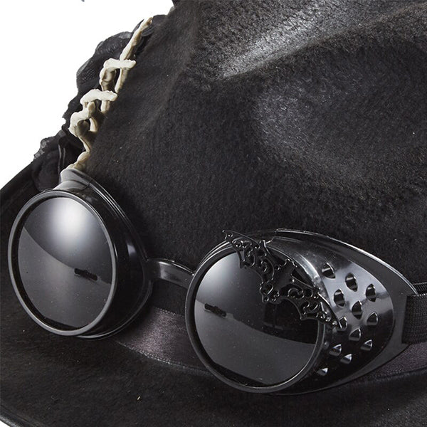 Devon Steampunk Black Hat with Goggles