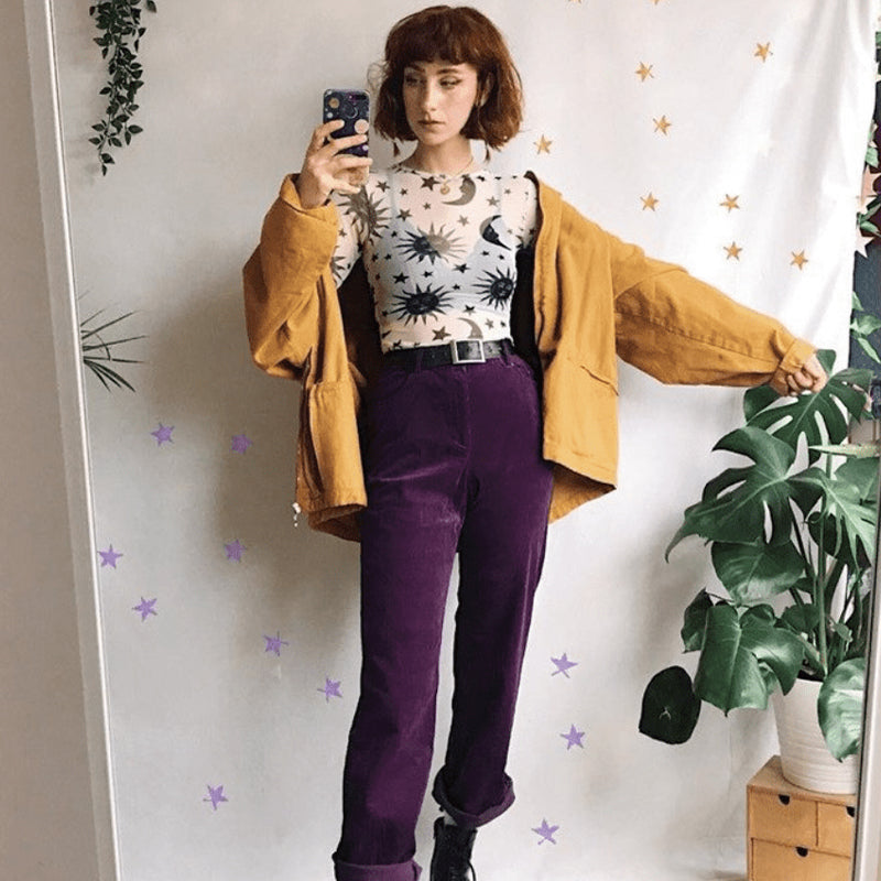 Gothic Sun Moon Mesh Top