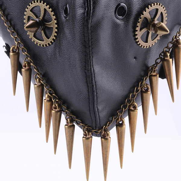 Rivets Chain Black Leather Mask