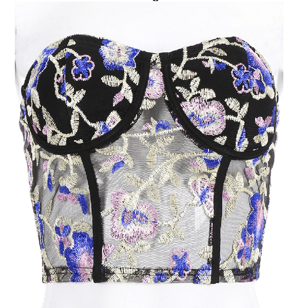 Chic Floral Embroidery Corset