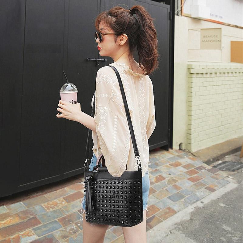 Ladies Black Rivet Bag