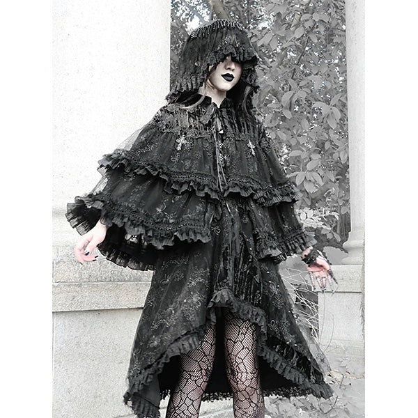 Claudia Black Lace Beaded Veil