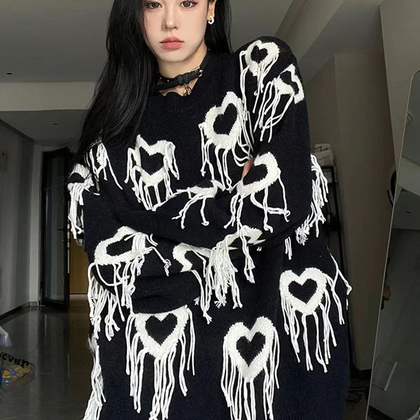 Heart Fringe Sweater