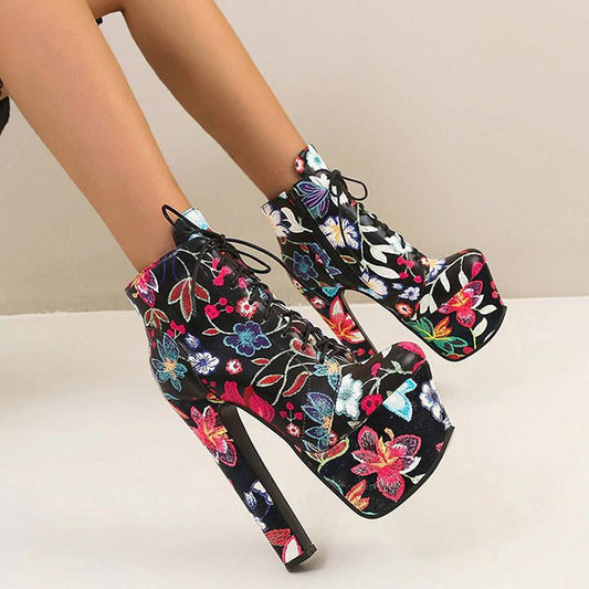 Gothic Punk Floral Boots