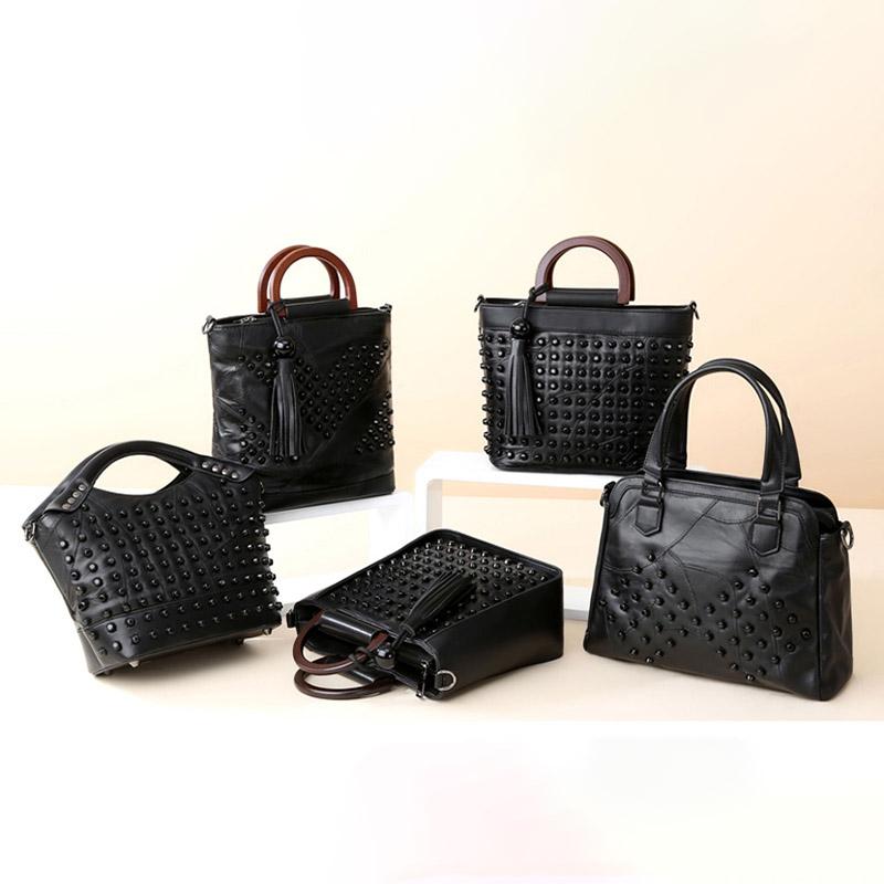 Ladies Black Rivet Bag