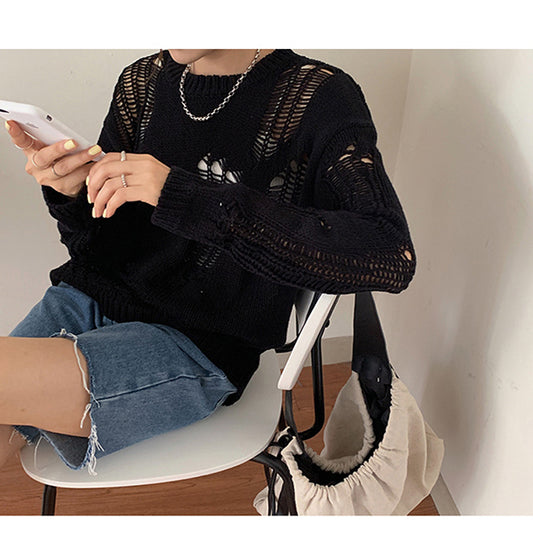 Good Karma Distressed Knit Sweater