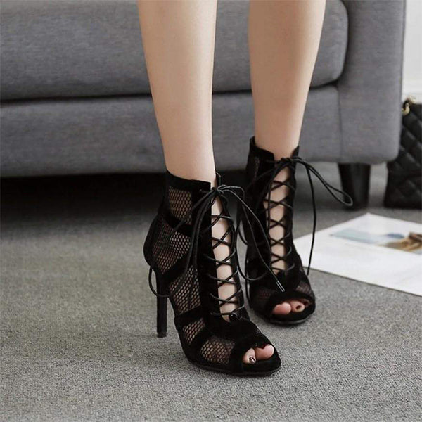 Gal Gothic Black Mesh Heels