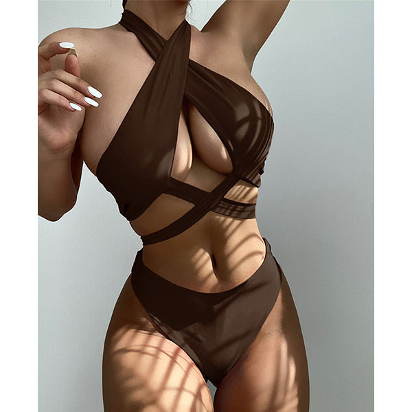 Aubree Crisscross Halter Wrap Bikini Set