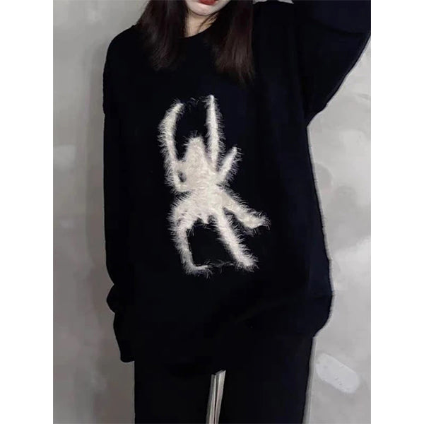 Fuzzy Spider Black Sweater