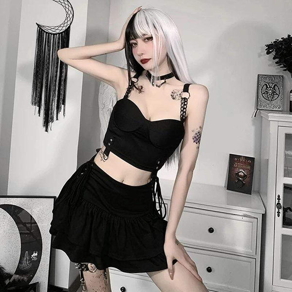 Punk Chain Bustier Crop Top