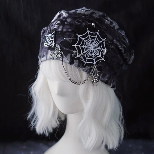 Spider Distressed Slouch Beanie