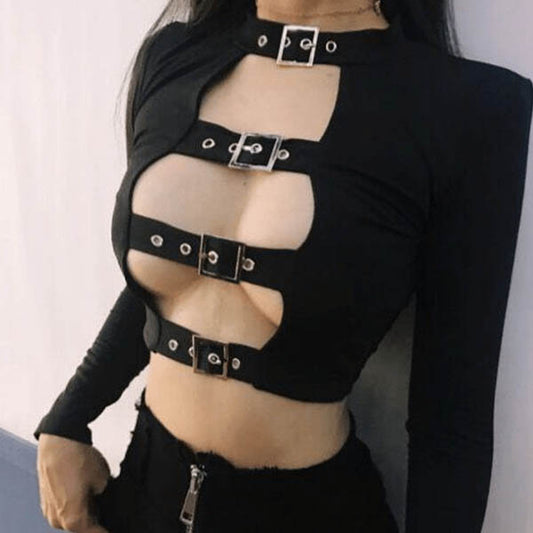 Granite Long Sleeve Crop Top