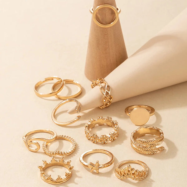Thalassophile Vintage Geometric Ring Set