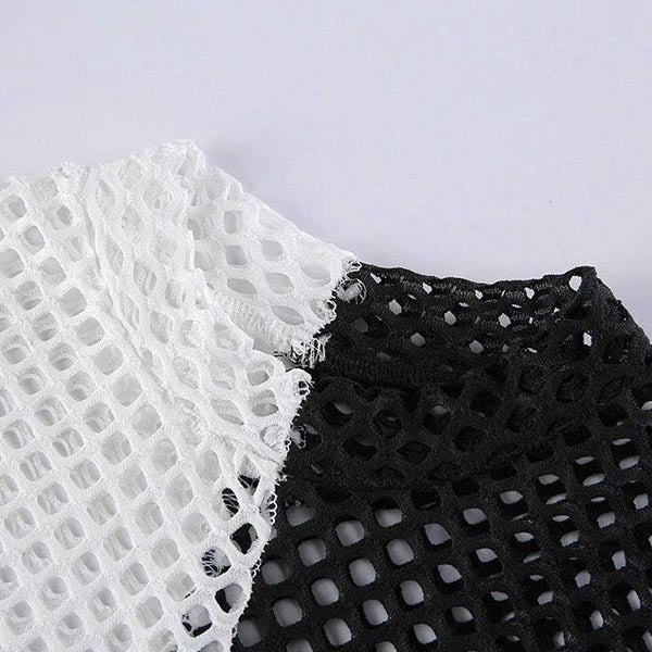 B&W Fishnet Sexy Crop Top