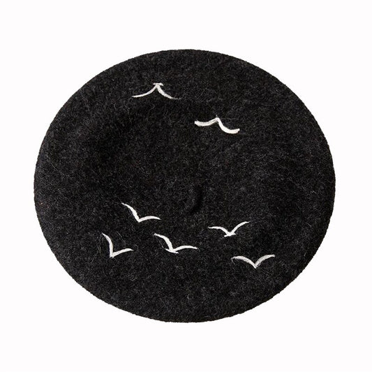 Seagulls In Dark Beret Hat