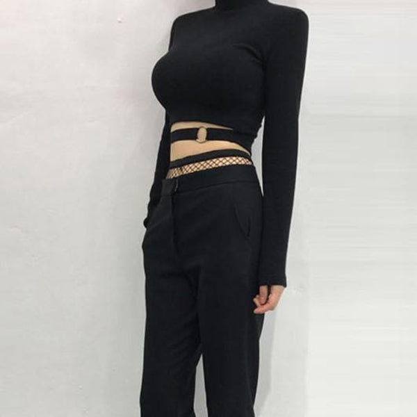 Gothic Sexy Long Sleeves Crop Top