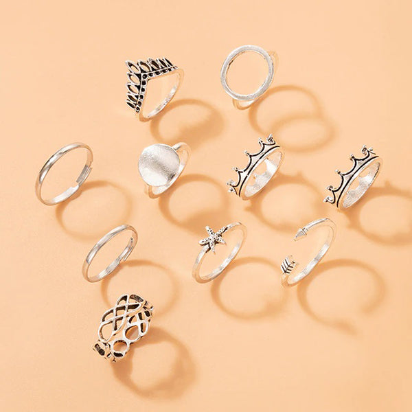 Thalassophile Vintage Geometric Ring Set