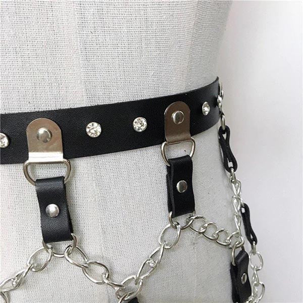 Night Rave Leather Harness Belt