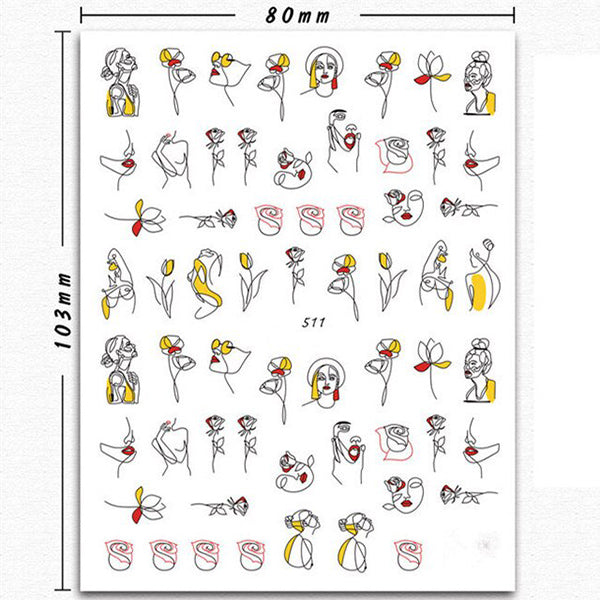 Abstract Girl Nail Stickers