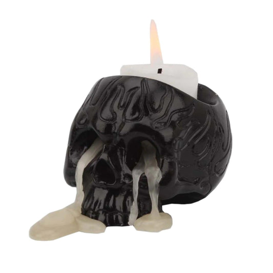 Black Skull Candle Holder