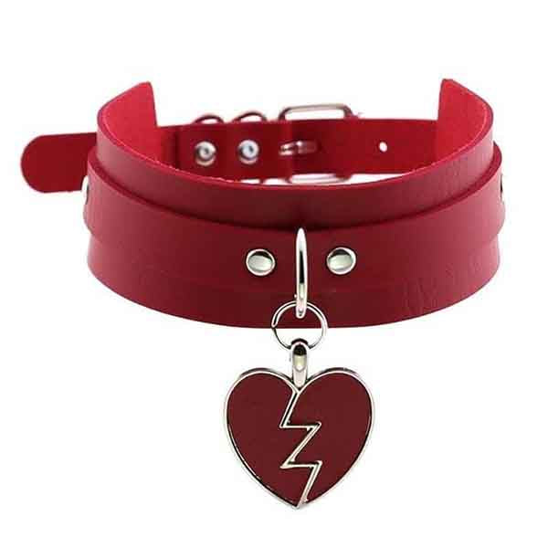 Broken Heart Leather Choker