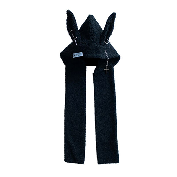 Harajuku Bunny Rabbit Ear Hoodie With Scarf