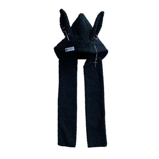 Harajuku Bunny Rabbit Ear Hoodie With Scarf
