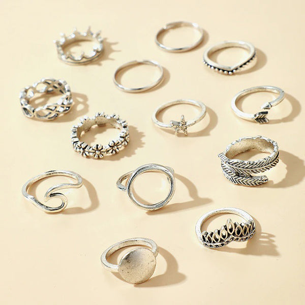 Thalassophile Vintage Geometric Ring Set