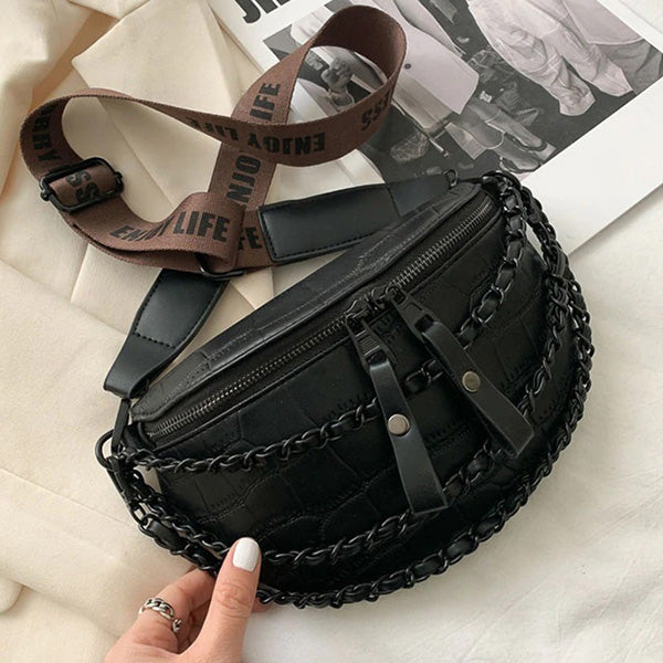 Faux Leather Chain Bum Bag