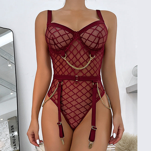 Tara Plaid Chain Bodysuit