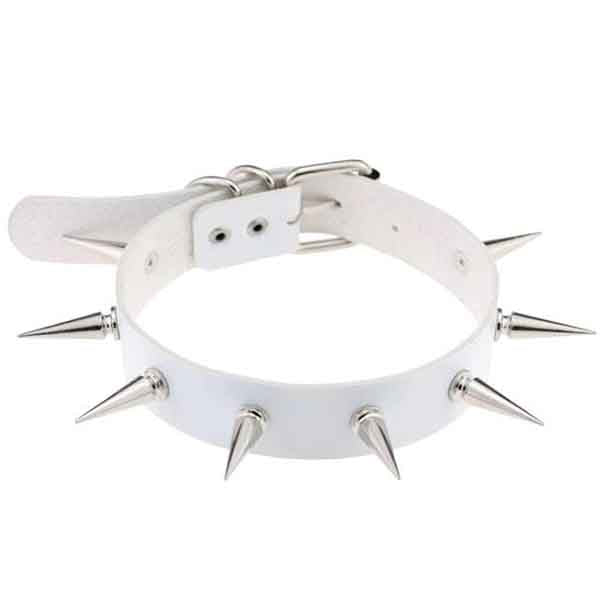 Silver Spiked Leather Choker