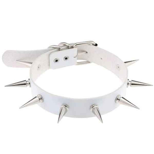Silver Spiked Leather Choker
