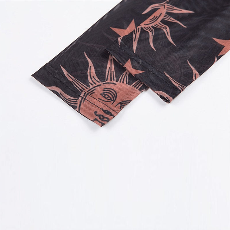 Gothic Sun Moon Mesh Top