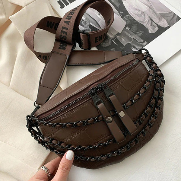 Faux Leather Chain Bum Bag