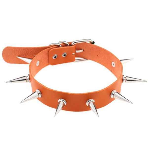Silver Spiked Leather Choker