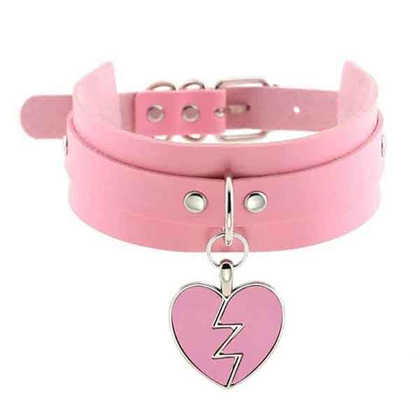 Broken Heart Leather Choker