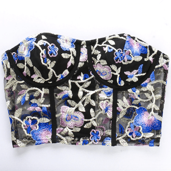 Chic Floral Embroidery Corset