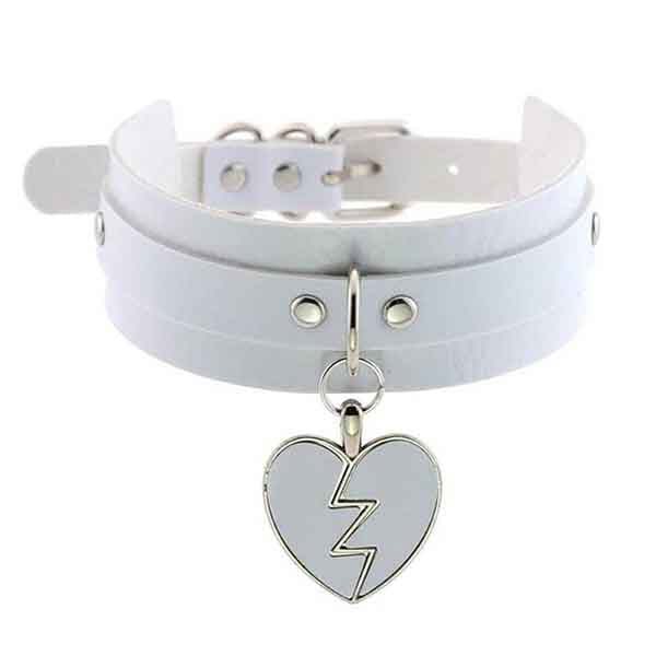 Broken Heart Leather Choker