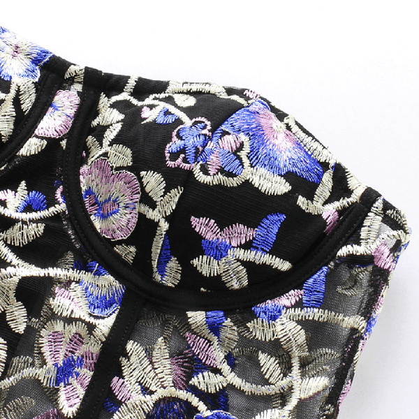 Chic Floral Embroidery Corset