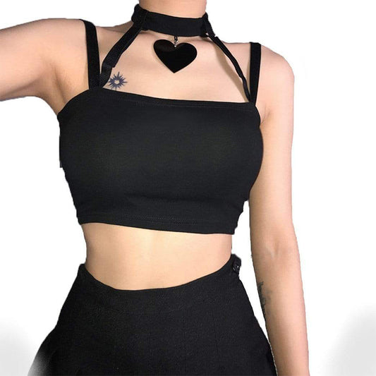 Black Heart Choker Top