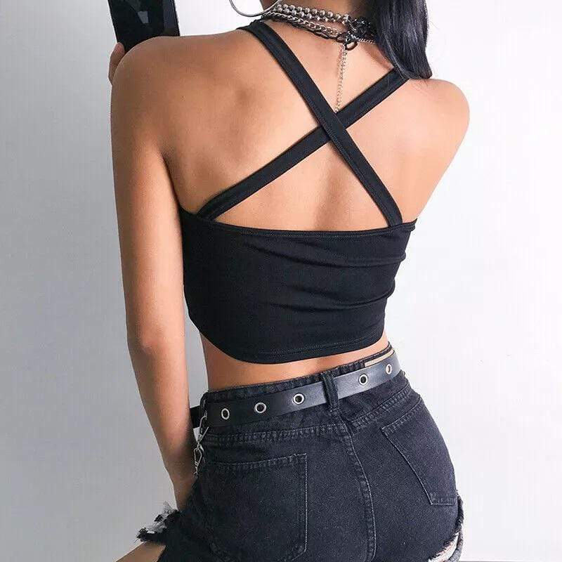 Hydra Tube Goth Crop Top