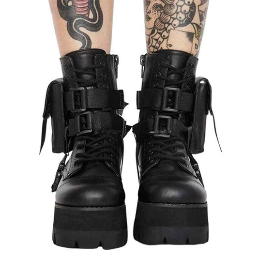 Chunky Black Goth Boots